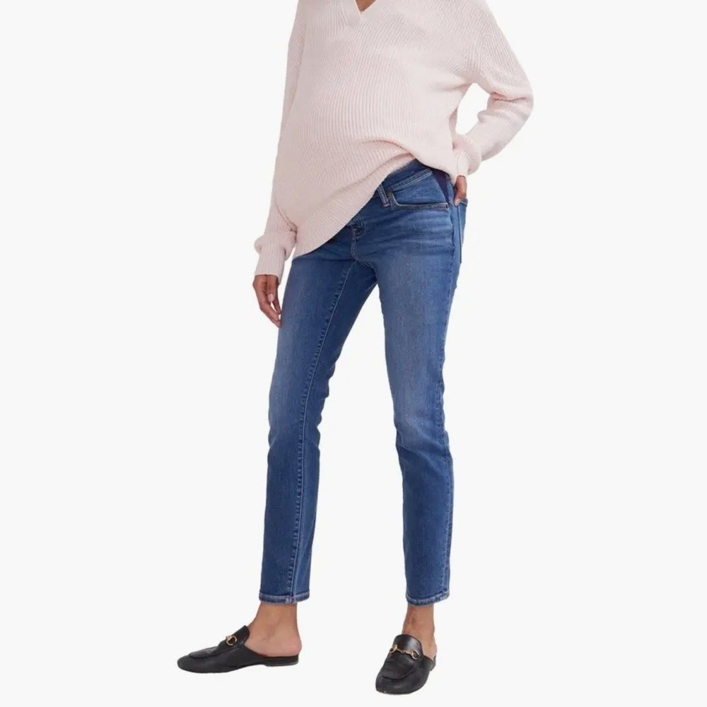 NWT Hatch The Over The Bump Slim Maternity Jean Indigo Blue Size 29